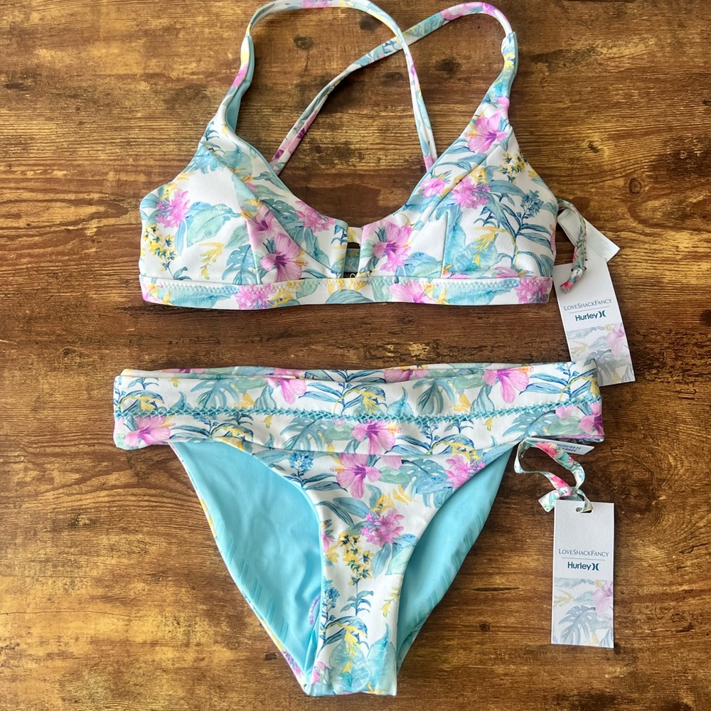 Love Shack Fancy X Hurley Bikini Set Swimwear NEW Womens Size SMALL
